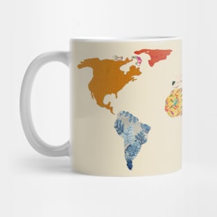 Floral Patchwork World Map Mug